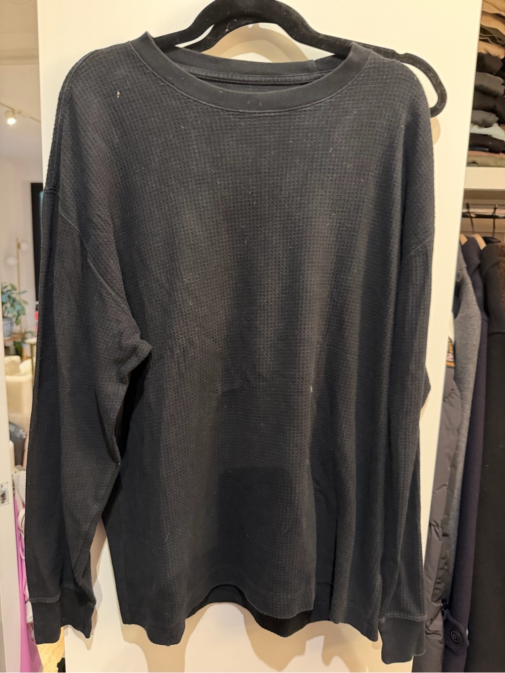 Abercrombie & Fitch Black Crewneck Waffle Knit Sweater